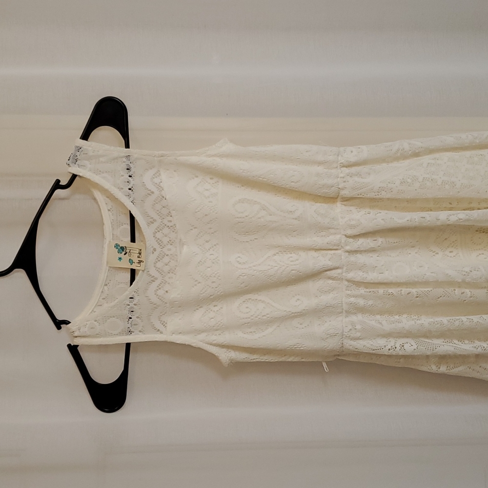 Girls formal size 12 White cream color short sleeve